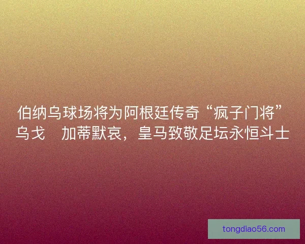 伯纳乌球场将为阿根廷传奇 “疯子门将” 乌戈・加蒂默哀，皇马致敬足坛永恒斗士