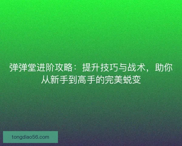 弹弹堂进阶攻略：提升技巧与战术，助你从新手到高手的完美蜕变